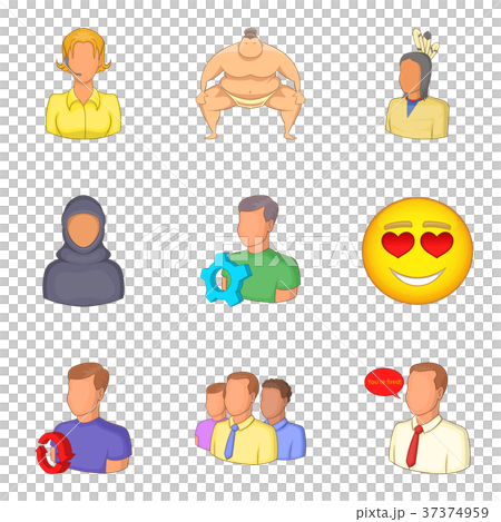 Person icons set, cartoon style Person icons set, cartoon style 37374959