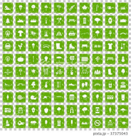 100 park icons set grunge green 100 park icons set grunge green 37375043