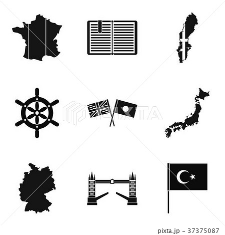 Mainland icons set, simple style 37375087