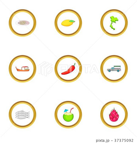 Thailand day icons set, cartoon style 37375092