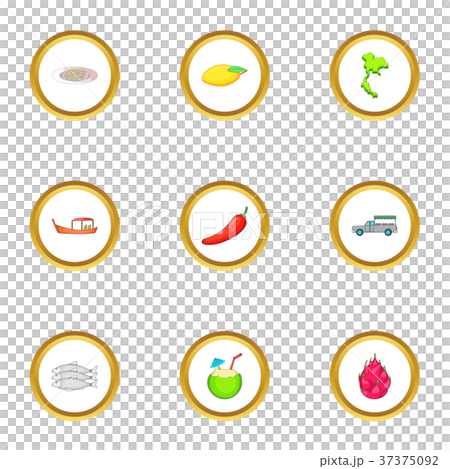 Thailand day icons set, cartoon style 37375092