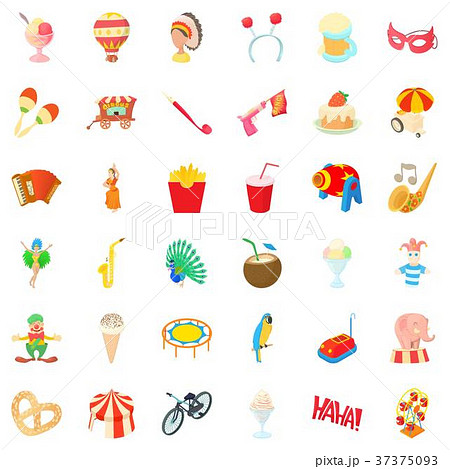 Clown icons set, cartoon style 37375093