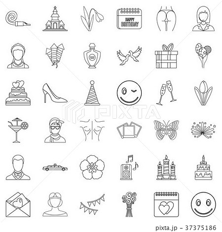 Shoe icons set, outline style 37375186