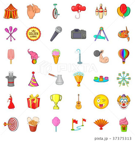 Colorful balloon icons set, cartoon style 37375313