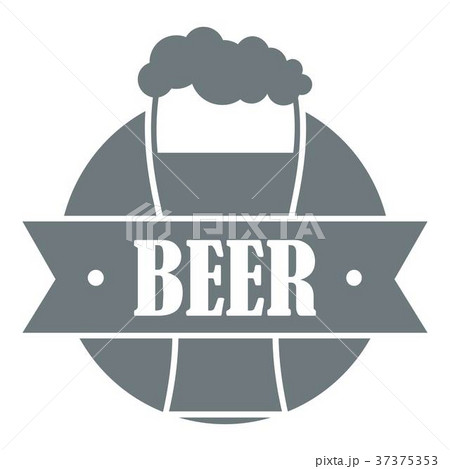 Glass beer logo, simple gray style 37375353