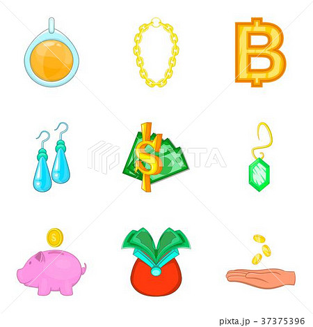 Rich surroundings icons set, cartoon style Rich surroundings icons set, cartoon style 37375396