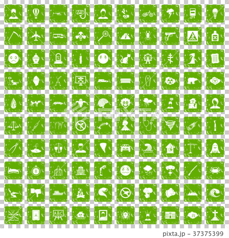 100 phobias icons set grunge green 100 phobias icons set grunge green 37375399