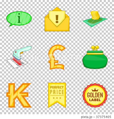 Abundance icons set, cartoon style Abundance icons set, cartoon style 37375405