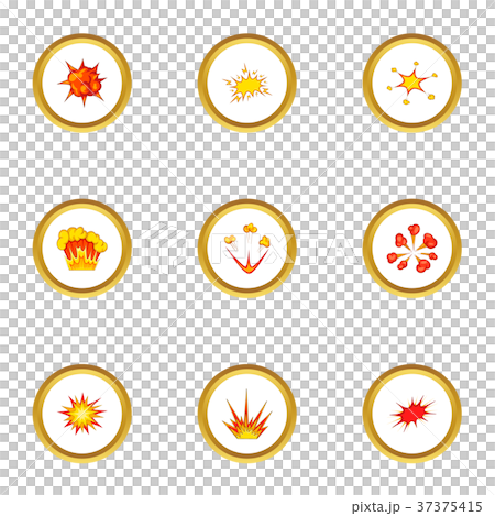 Different explosion icons set, cartoon style - Stock Illustration ...
