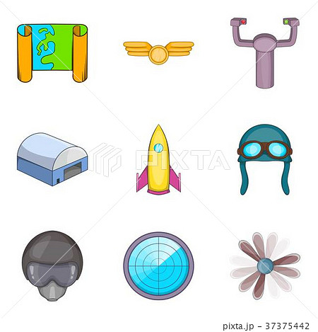 Landing field icons set, cartoon style 37375442