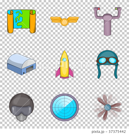 Landing field icons set, cartoon style 37375442