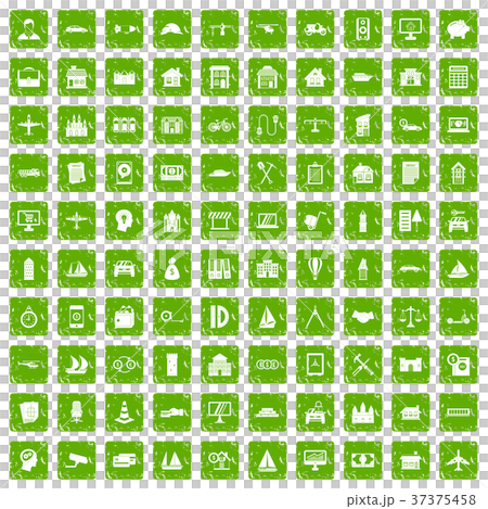 100 private property icons set grunge green 37375458