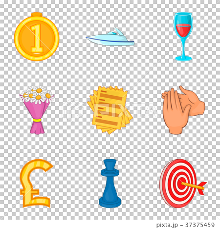 Luxury icons set, cartoon style 37375459