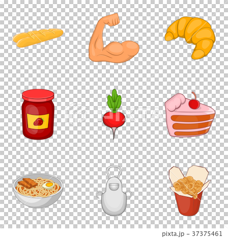 Junk food icons set, cartoon style 37375461