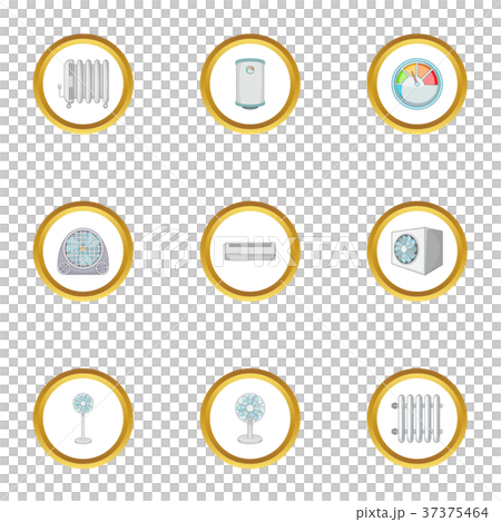 Electric heater icons set, cartoon style 37375464