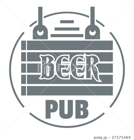 Wood board beer pub logo, simple gray style 37375469