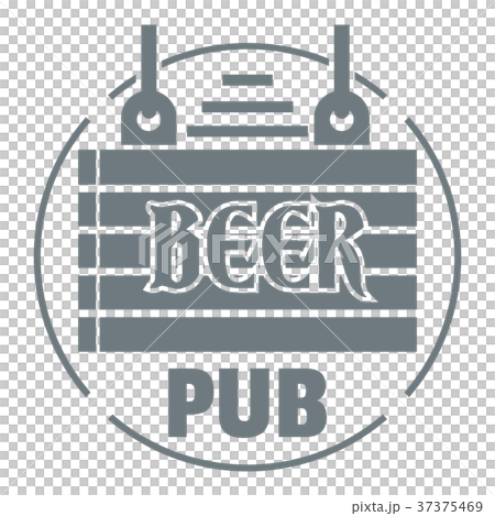 Wood board beer pub logo, simple gray style 37375469