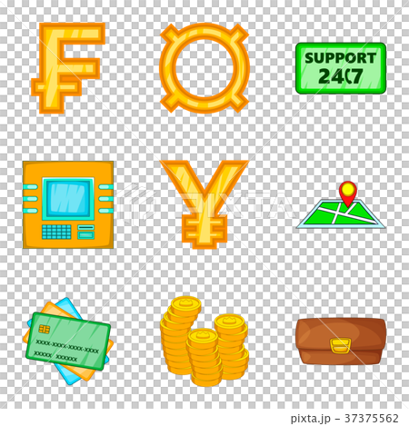 Issuance of money icons set, cartoon style 37375562