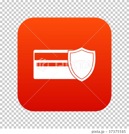 Credit card and shield icon digital red 37375585