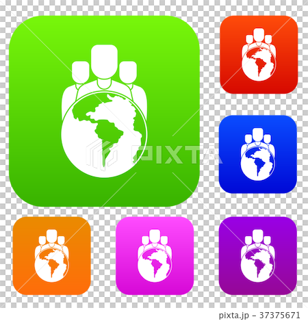 World planet and people set color collection 37375671