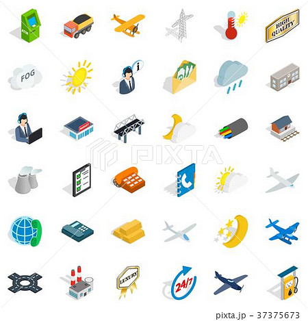 Station icons set, isometric style Station icons set, isometric style 37375673