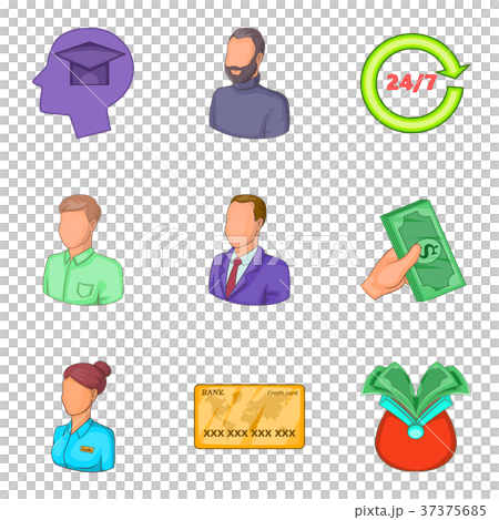 Piecework icons set, cartoon style Piecework icons set, cartoon style 37375685