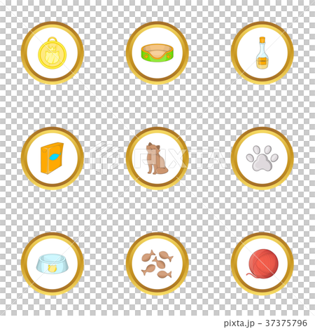 Cat house icons set, cartoon style Cat house icons set, cartoon style 37375796