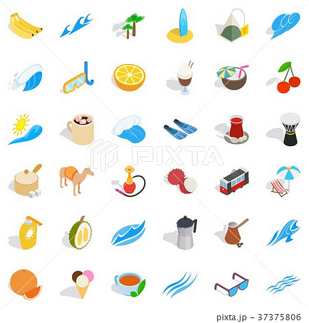 Drum icons set, isometric style 37375806