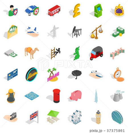 Flag icons set, isometric style 37375861