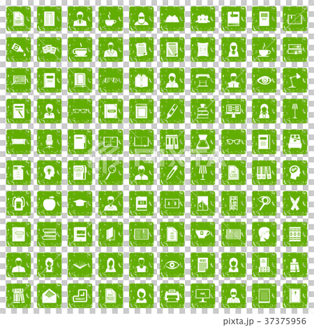 100 reader icons set grunge green 37375956