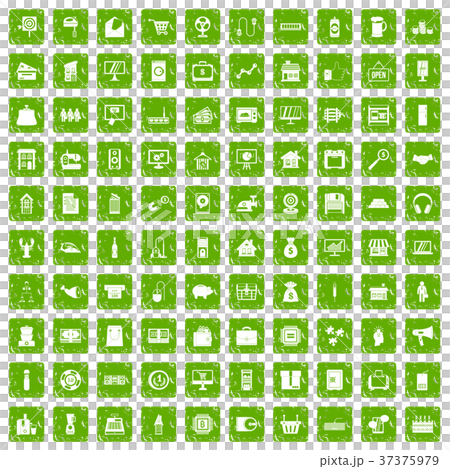 100 sales icons set grunge green 37375979