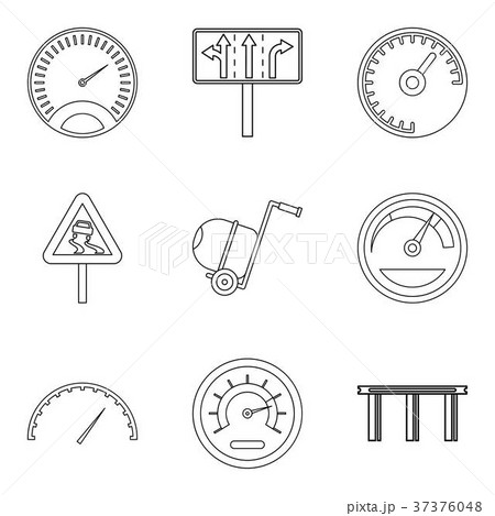Bowl along icons set, outline style 37376048
