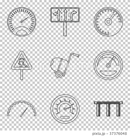Bowl along icons set, outline style 37376048