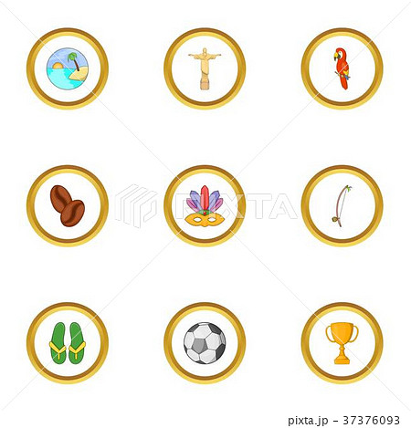 Brazilan symbols icons set, cartoon style 37376093