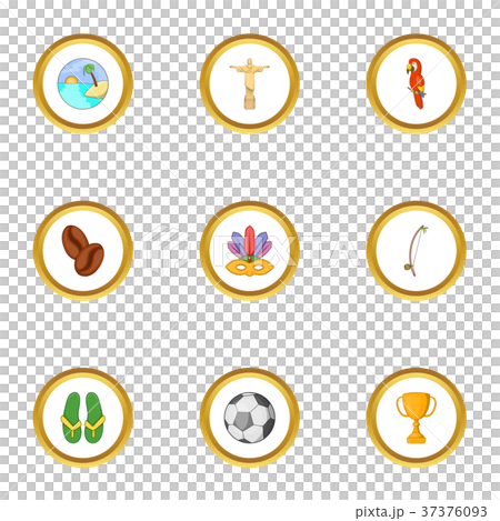 Brazilan symbols icons set, cartoon style 37376093