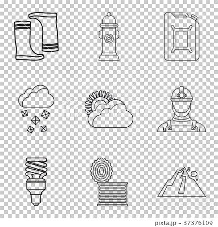 Ecocatastrophe icons set, outline style Ecocatastrophe icons set, outline style 37376109