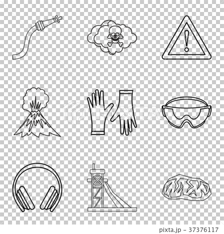 Tragical icons set, outline style 37376117