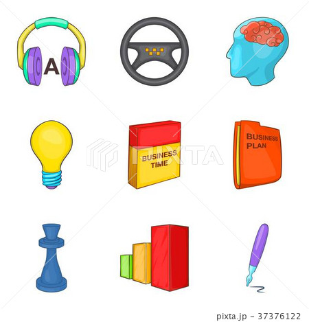 Audio training icons set, cartoon style Audio training icons set, cartoon style 37376122