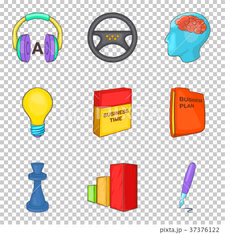 Audio training icons set, cartoon style 37376122