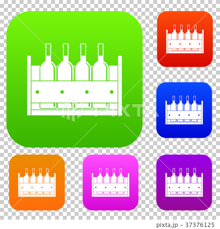 Four bottles of wine in a wooden box set color collection Four bottles of wine in a wooden box set color collection 37376125