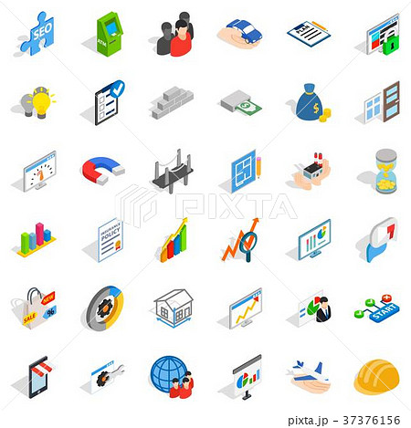 Banking icons set, isometric style 37376156