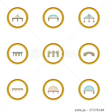 Various bridges icons set, cartoon style 37376186
