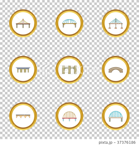 Various bridges icons set, cartoon style 37376186