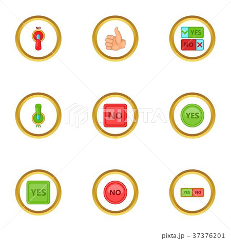 Interface button icons set, cartoon style 37376201