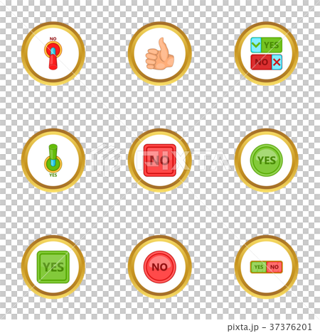 Interface button icons set, cartoon style 37376201
