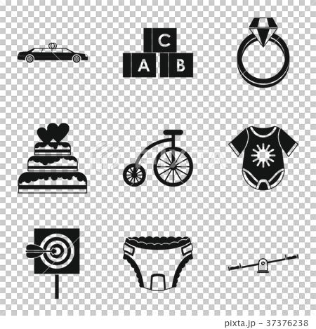 Born with silver spoon icons set, simple style 37376238