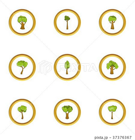 Tree plant icons set, cartoon style 37376367
