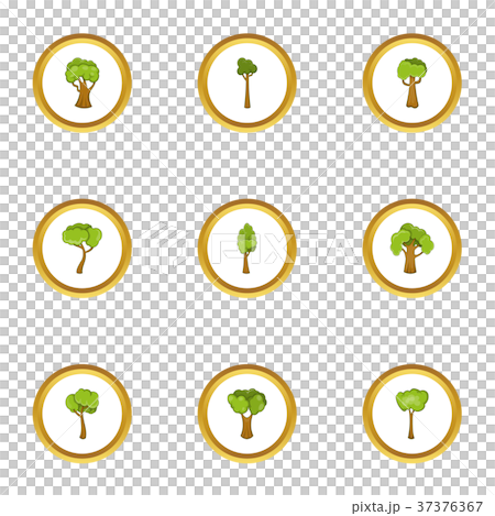 Tree plant icons set, cartoon style 37376367