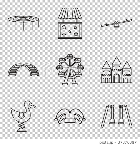 Childrens community icons set, outline style 37376387