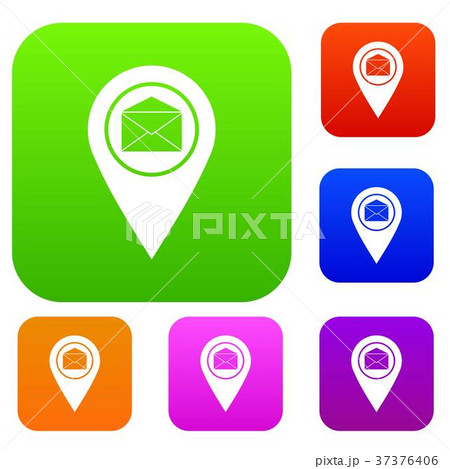 Marker location with envelope sign set color collection Marker location with envelope sign set color collection 37376406